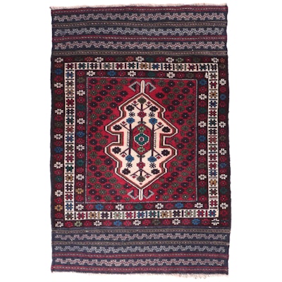 3'2 x 4'10 Afghan Baluch Mixed Technique Accent Rug
