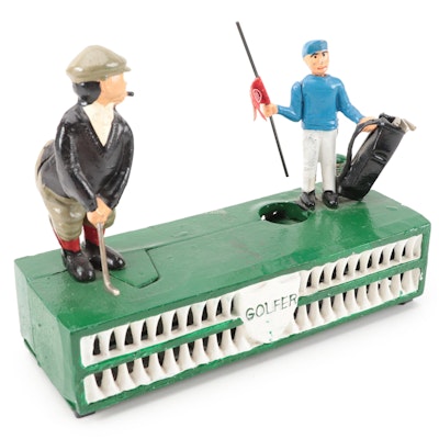 Painted Cast Iron Golfer Mechanical Bank