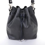 Proenza Schouler Black Pebbled Leather Bucket Bag