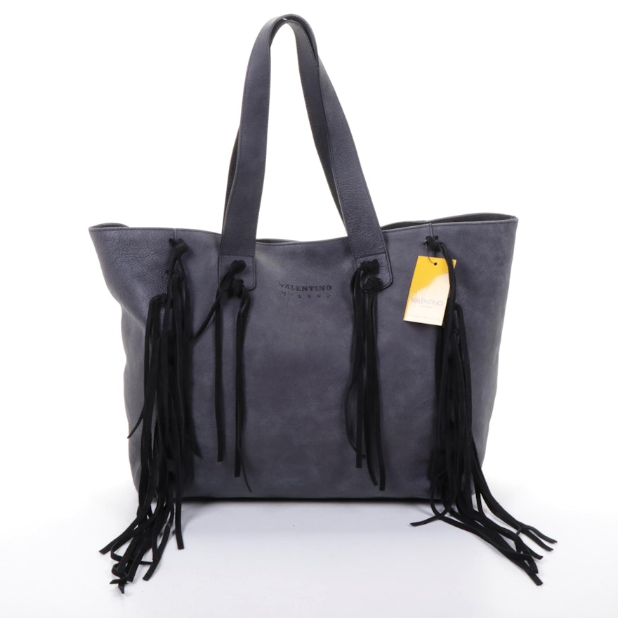 Mario Valentino Spa Leather and Suede Tassel Tote Bag