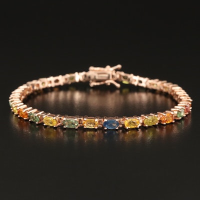 Sterling Multi-Color Sapphire Line Bracelet