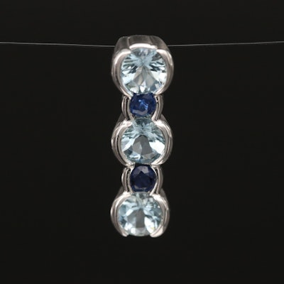 14K Aquamarine and Sapphire Pendant