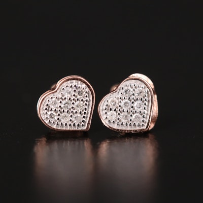 10K 0.02 CTW Diamond Heart Stud Earrings