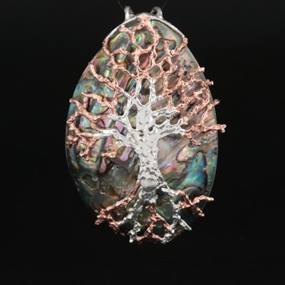 Sterling Abalone and Mother-of-Pearl Tree of Life Pendant