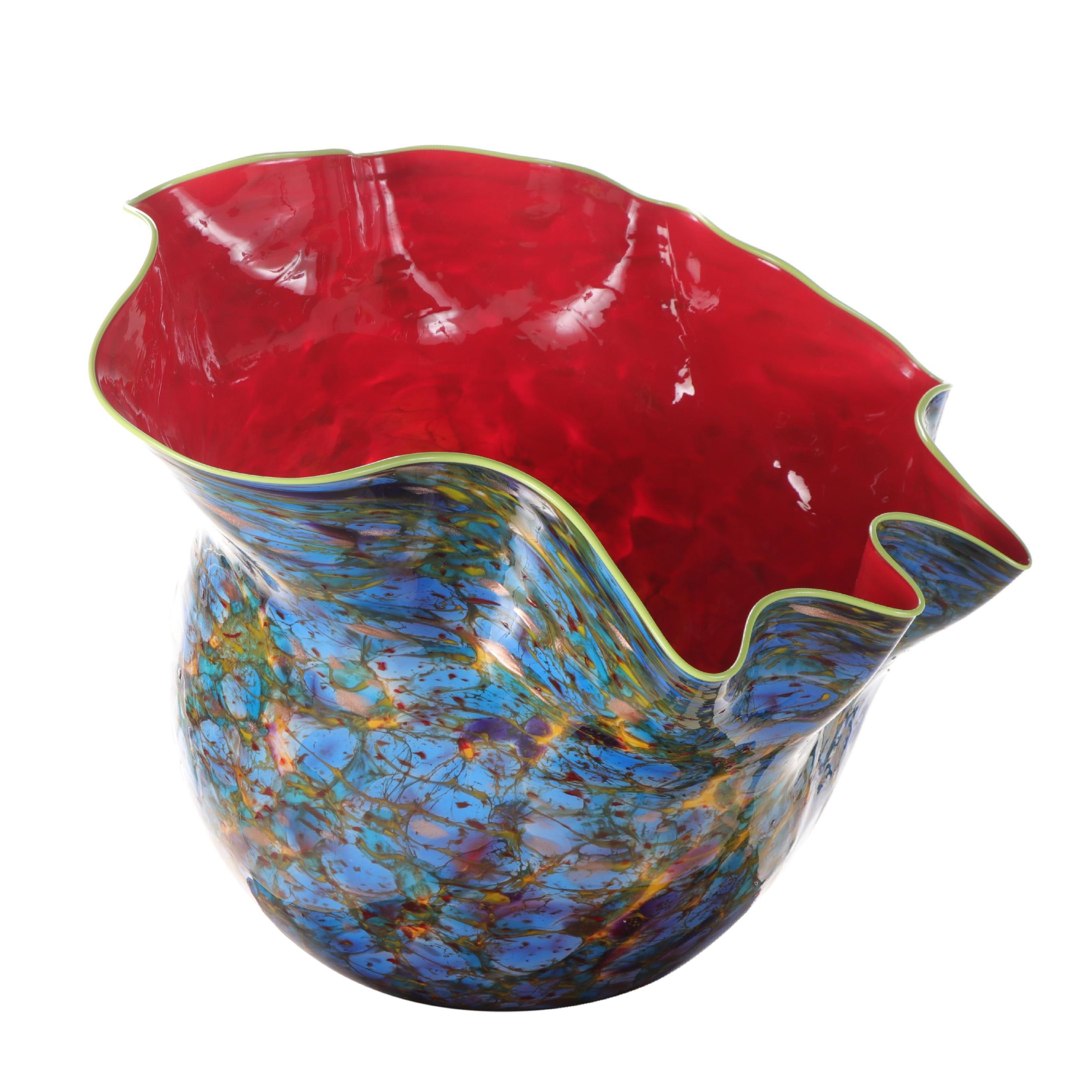 Dale Chihuly Blown Glass Macchia Vase on Stand EBTH