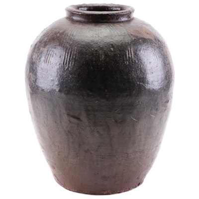Chinese Earthenware Rice Wine Mijiu Storage Jar, 19th Century