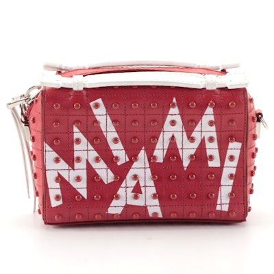 Tod's Micro Gommino Shoulder Bag in Printed Red Leather with Detachable Strap
