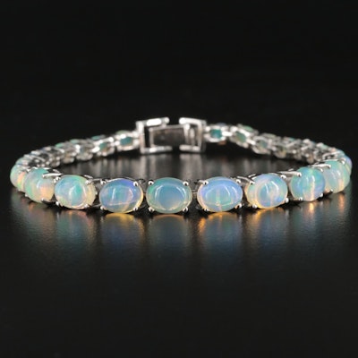 Sterling Graduated Opal Line Bracelet