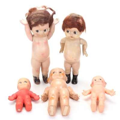 Rose O'Neill Rubber Cameo and Other Kewpie Dolls, Mid to Late 20th Century