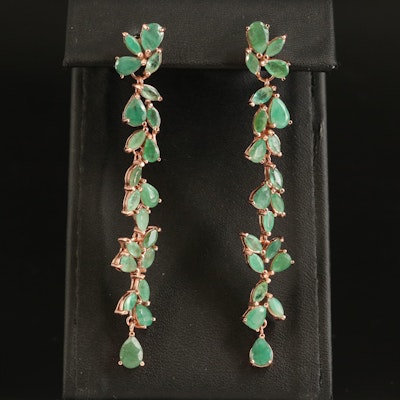 Sterling Emerald Trailing Earrings