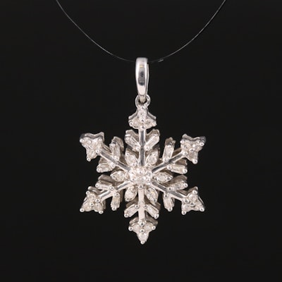 Sterling Diamond Snowflake Pendant