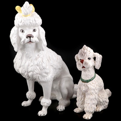 S.Puccini and Other Italian Majolica Poodle Statues, Mid to Late 20th Century