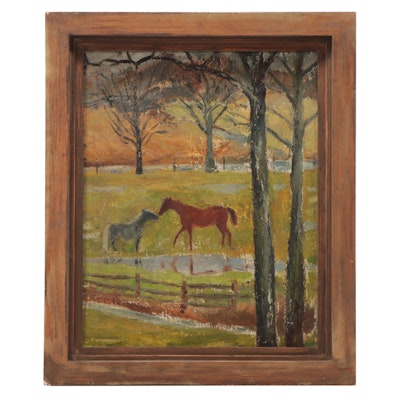 Landscape Oil Painting of Horses "Mom and Child"
