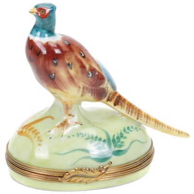 Rochard Limoges Hand-Painted Pheasant Shaped Box