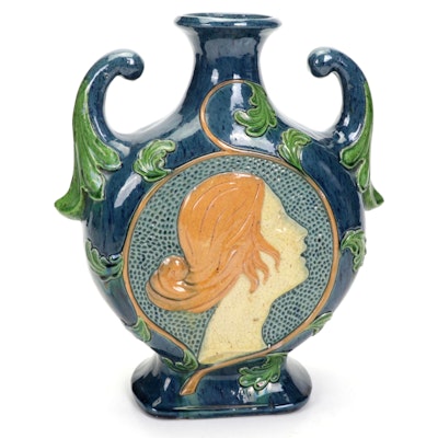 Belgium Art Nouveau Style Amphora Vase, Late 19th/ Early 20th Century