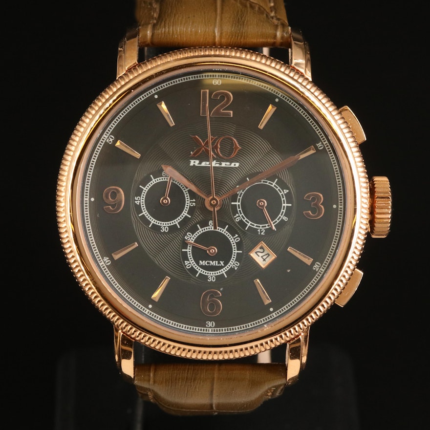 XO Retro Rose Gold Tone Chronograph Wristwatch
