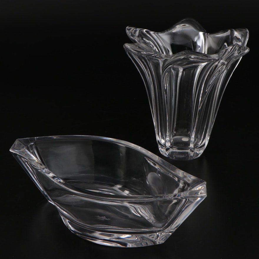 Rosenthal Classic Lead Crystal Serving Bowl with Art Vannes Crystal Tulip Vase