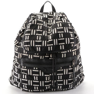 Balenciaga Backpack in Padded and Patterned Nylon with Black Leather Trim