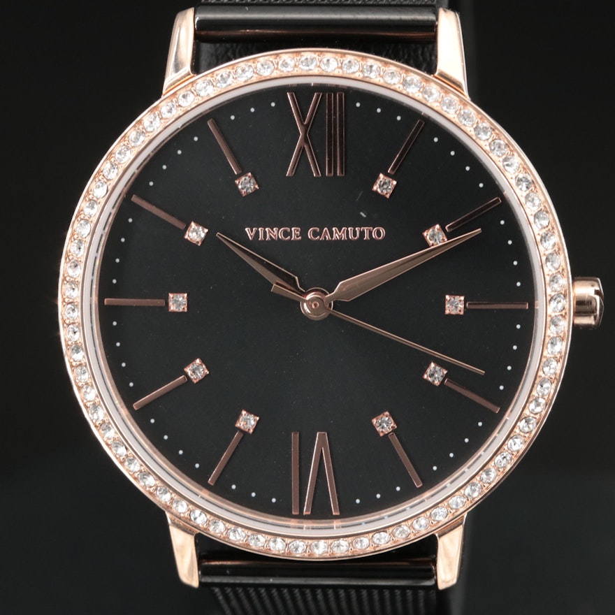Vince Camuto Rose Gold Tone and Crystal Wristwatch