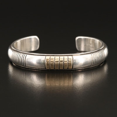 Julian Nez Navajo Diné Sterling Cuff with 14K Accent