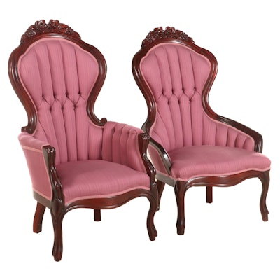 Kimball Furniture Rococo Revival Style Stained Hardwood Parlor Chairs