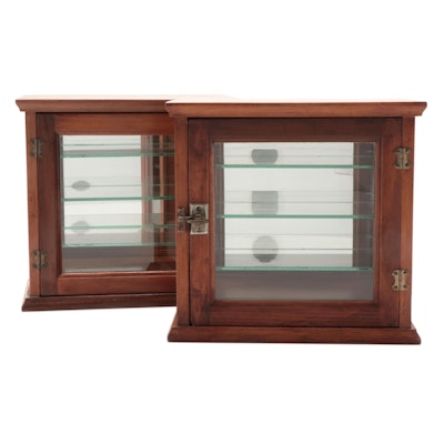 Wood and Glass Tabletop Cabinets, Mid-20th Century