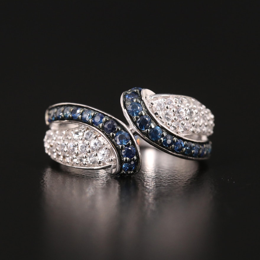 Sterling Sapphire and White Sapphire Bypass Ring