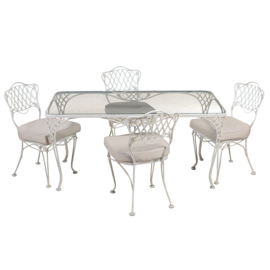 Iron Patio Dining Set with Glass Top