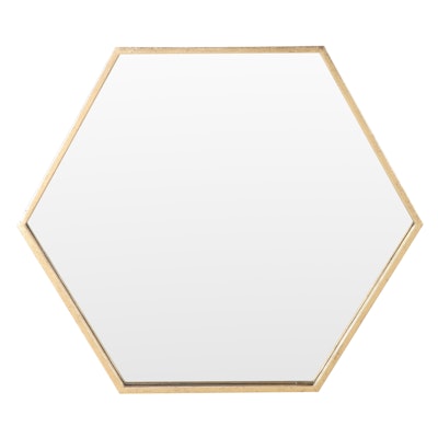 Hexagonal Gilt Metal Vanity Mirror