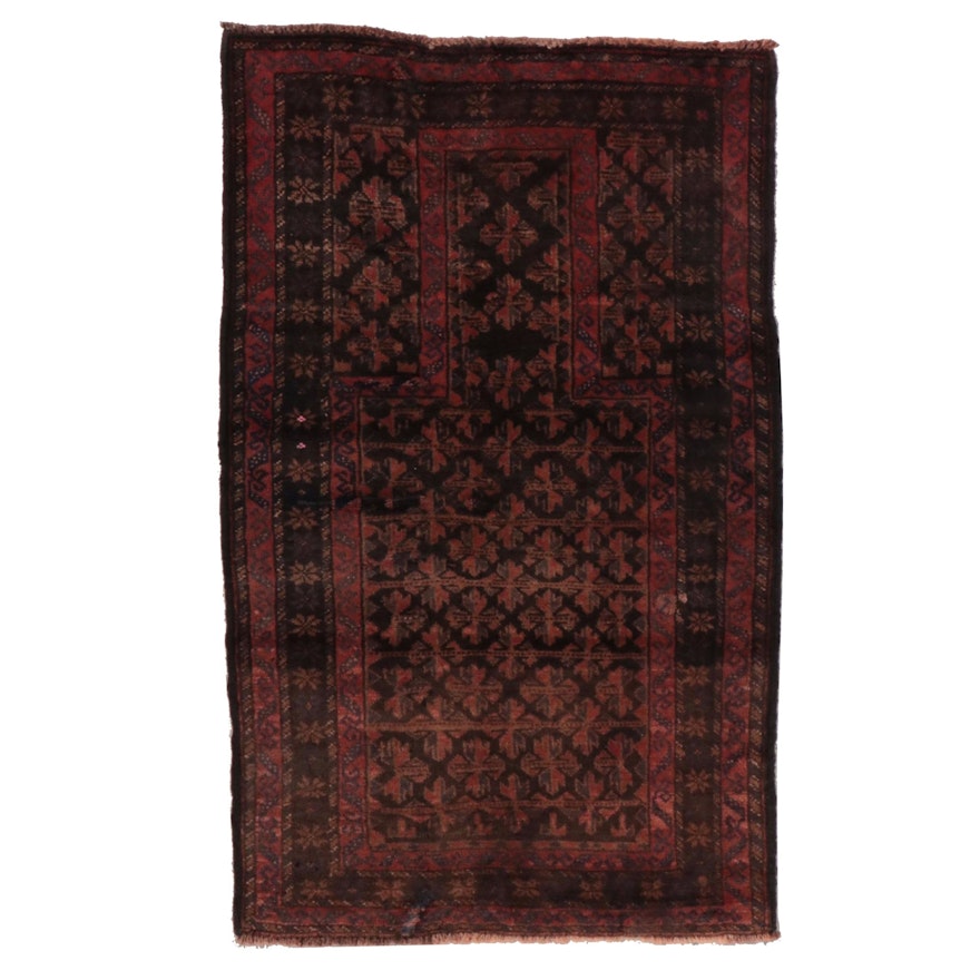2'7 x 4'4 Hand-Knotted Afghan Baluch Prayer Rug