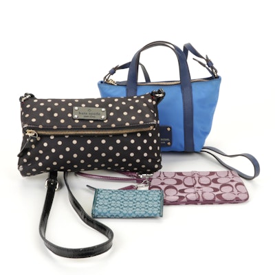 Kate Spade and Henri Bendel Shoulder Bags With Coach Signature Canvas Pouches