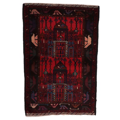 3' x 4'7 Hand-Knotted Afghan Baluch Prayer Rug