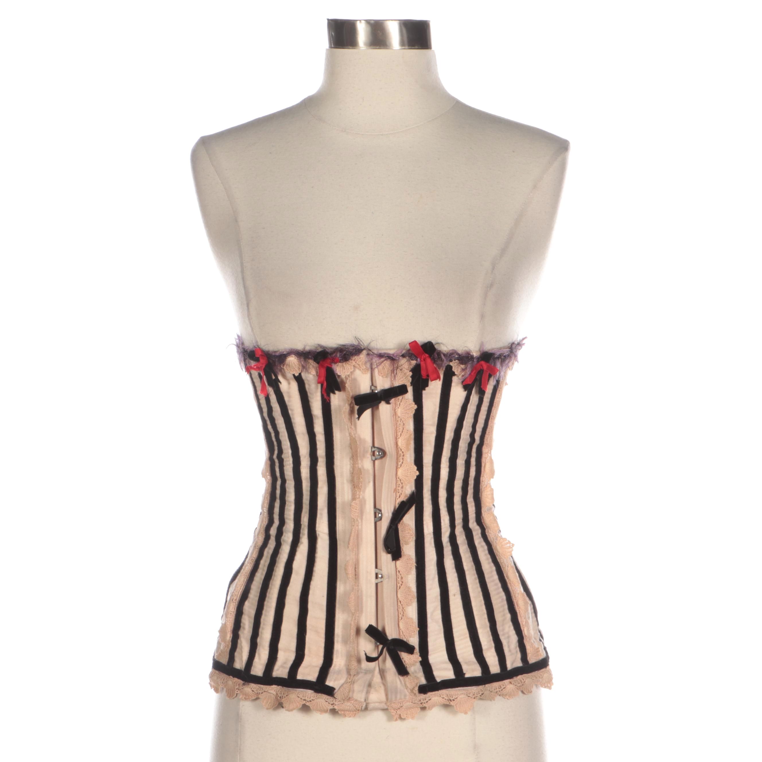Period Costume Corset with Velvet Trim EBTH