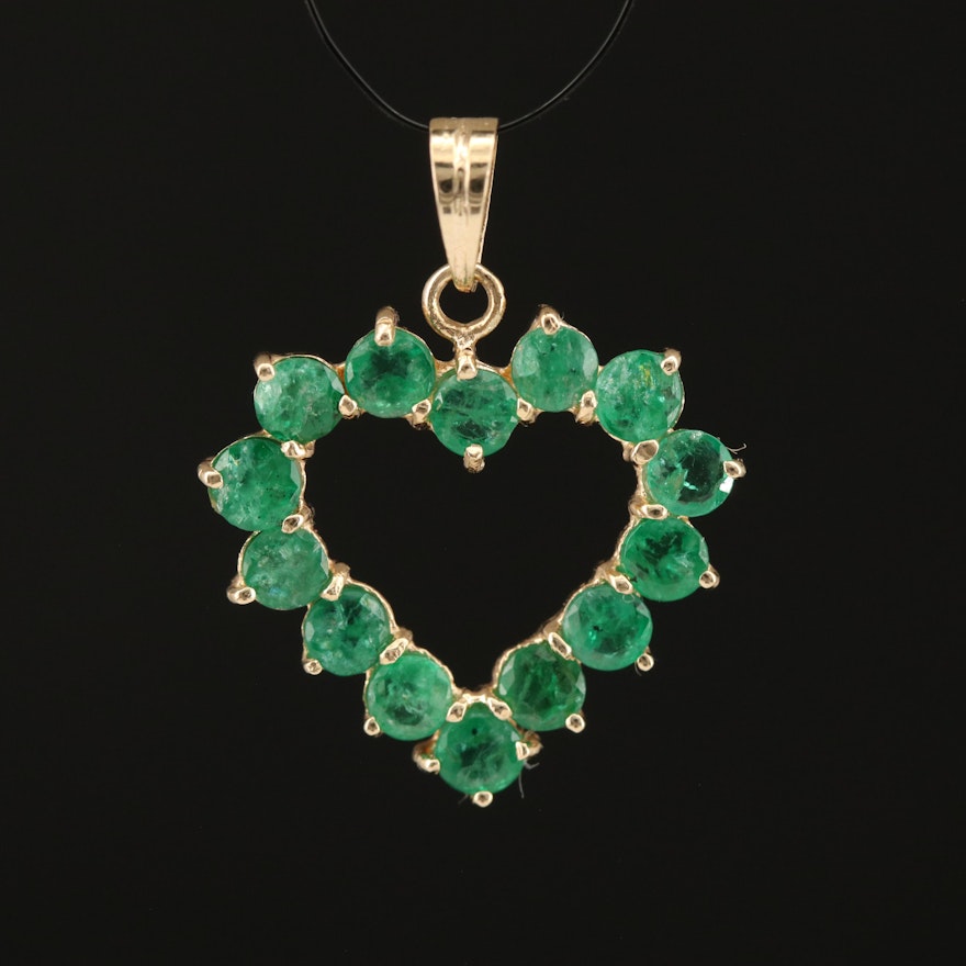 14K Emerald Heart Pendant