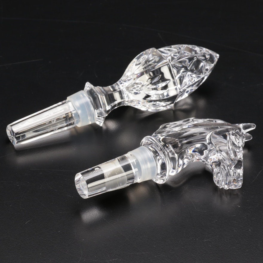 Waterford Crystal Horse and Acorn Bottle Stoppers, Mid to Late 20th Century