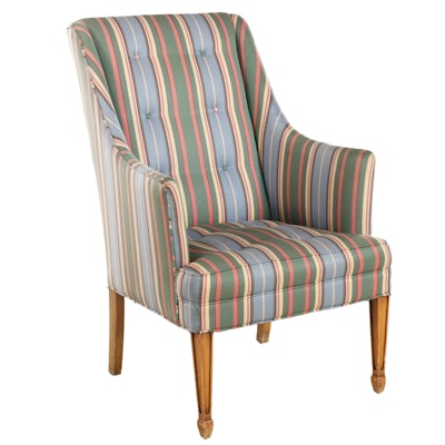 Federal Style Custom-Upholstered and Buttoned-Down Armchair, 20th Century