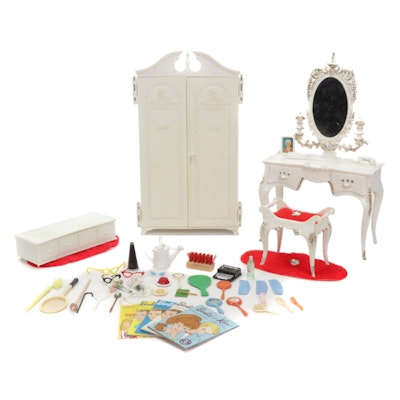 Suzy Goose Barbie Vanity Wardrobe and Console with Accessories, 1960s