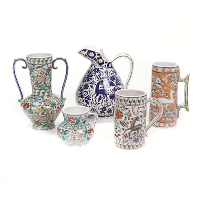 Icaros Hand-Painted Greek Ceramic Pitchers and Other Tableware