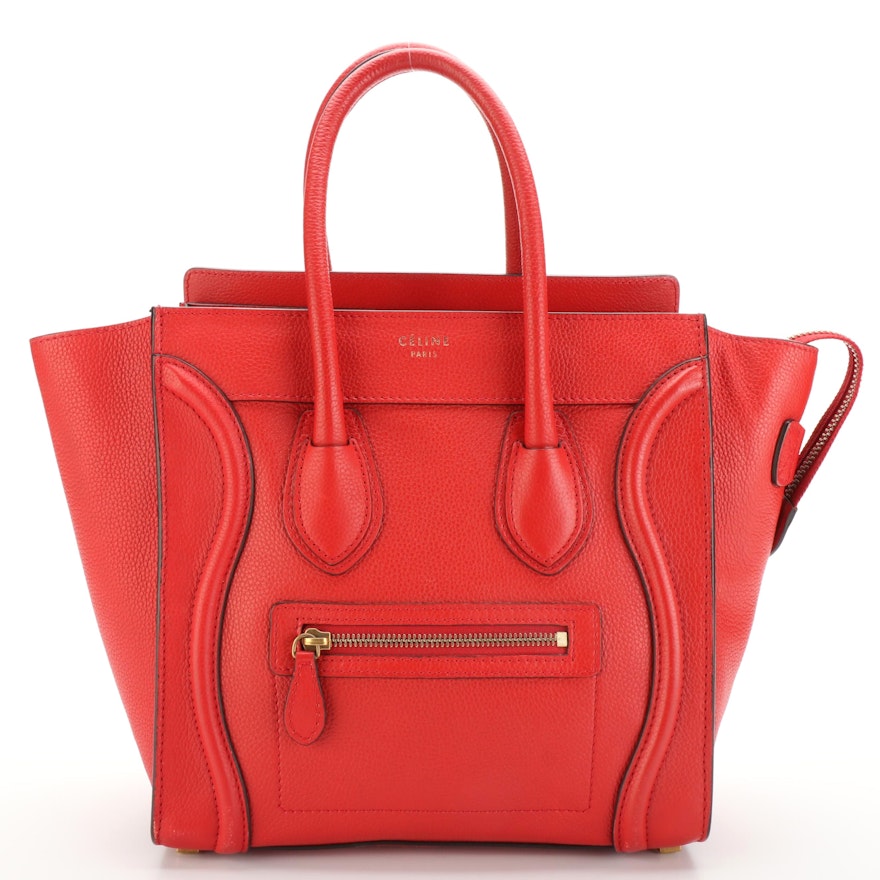 Cèline Mini Luggage Bag in Red Leather