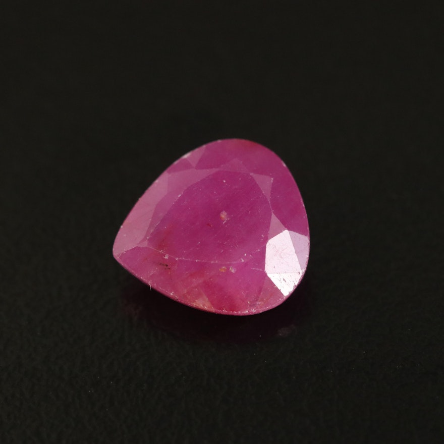 Loose 4.20 CT Pear Faceted Ruby