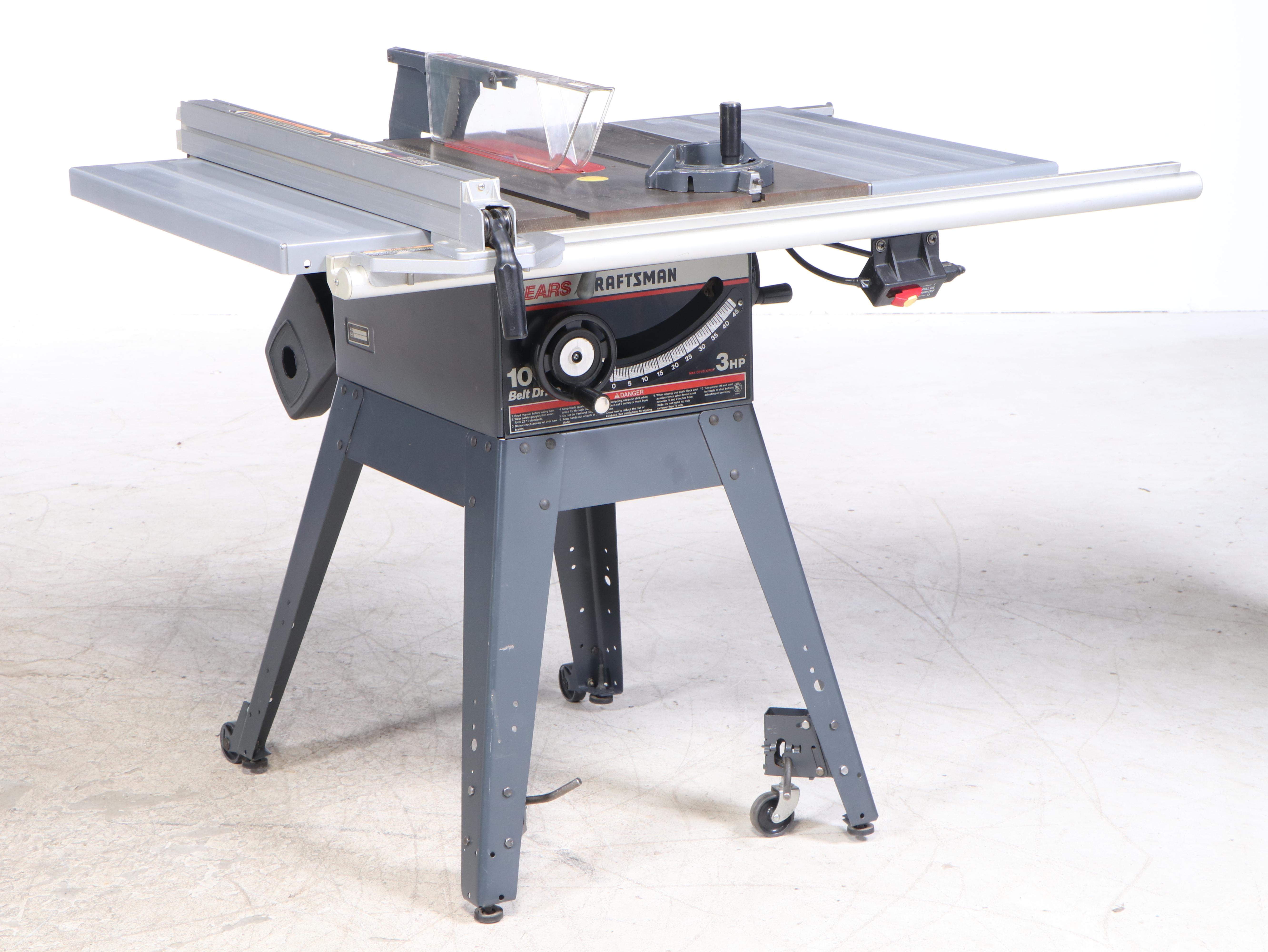Sears Craftsman 3HP Belt Drive Table Saw with Stand and Extensions EBTH