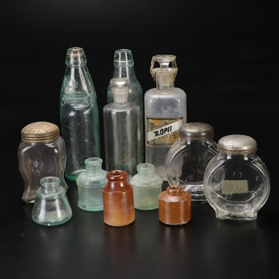 Glass Bottles, Jars, and Inkwells Featuring Codd-Neck Bottle
