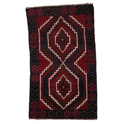 2'6 x 4'3 Hand-Knotted Afghan Baluch Accent Rug
