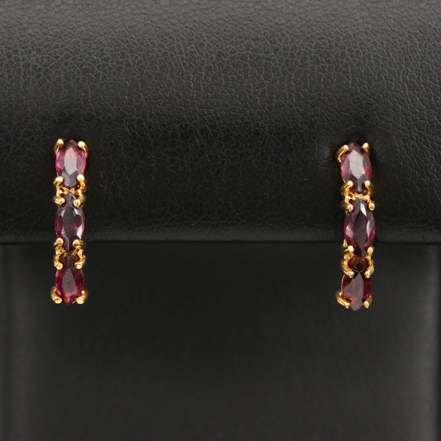 14K Garnet Drop Earrings