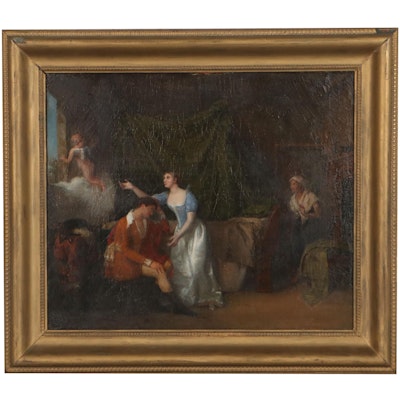 Allegorical Genre Oil Painting, 19th Century