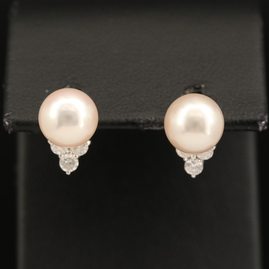18K Pearl and Diamond Earrings