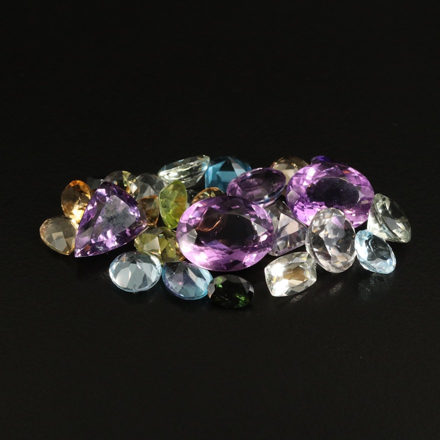 Loose Mixed Gemstones with Topaz, Amethyst and Citrine