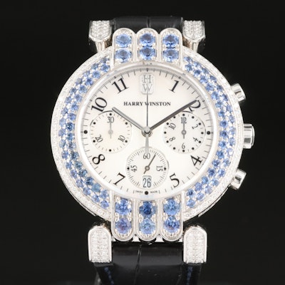 18K Harry Winston Premiere Sapphire and 1.50 CTW Diamond Chronograph Wristwatch