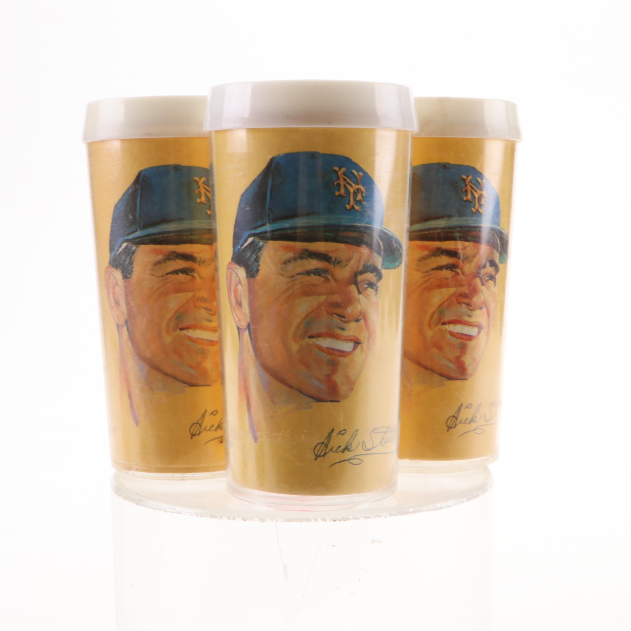 1960s Volpe Plastic MLB New York Mets and Detroit Tigers Tumbler Cups