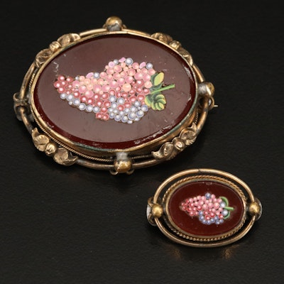 Victorian Micromosaic Grape Brooches